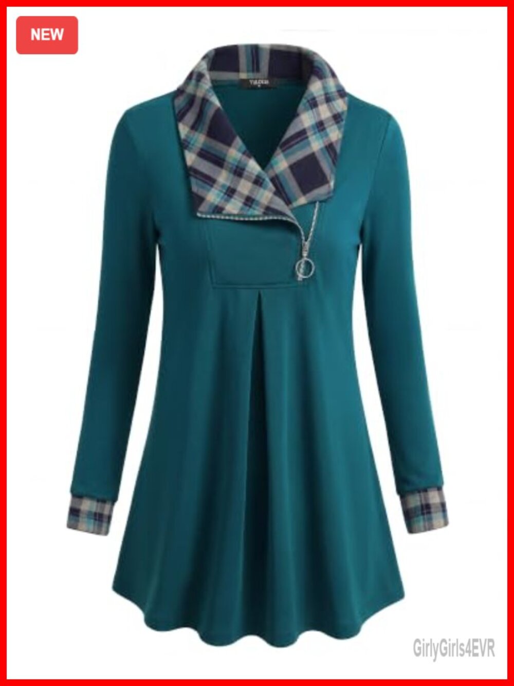 Womens Lightweight Zip Up Tunic Sweatshirt A-Line Pullover